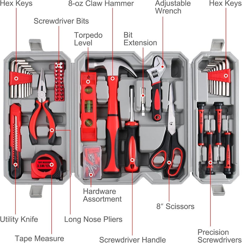 Winner 160-Piece All-Purpose Household Tool Kit in Delicate Toolbox, Suitable for Both Male and Female, Great for Common Home Repairs, House DIY Project, Garage, Office, Housewarming and Birthday Gift - Image 5